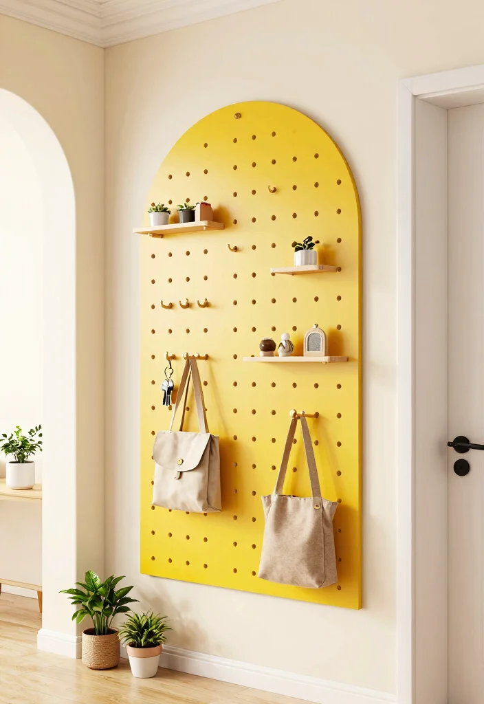 12 Hallway Storage Ideas That Hide Clutter Beautifully 10. DIY Pegboard for Customizable Storage 0