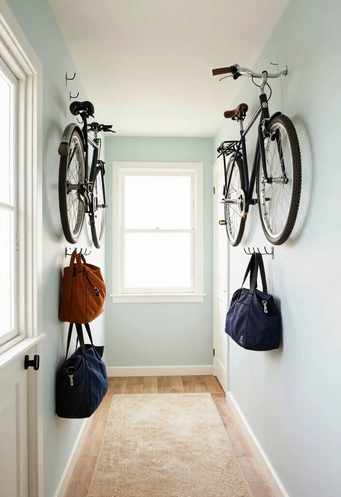 12 Hallway Storage Ideas That Hide Clutter Beautifully 12. Ceiling Mounted Hooks for Creative Storage 0