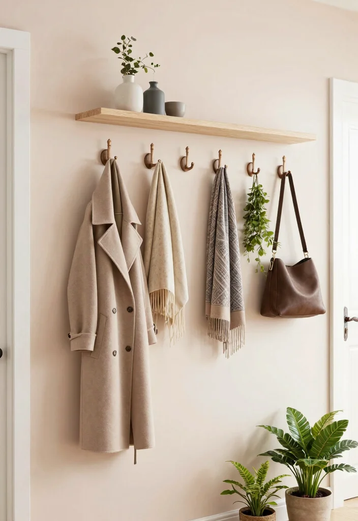 12 Hallway Storage Ideas That Hide Clutter Beautifully 4. Wall Mounted Hooks for Easy Access 0