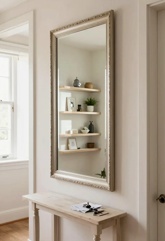 12 Hallway Storage Ideas That Hide Clutter Beautifully 7. Mirror with Storage for Dual Purpose 0