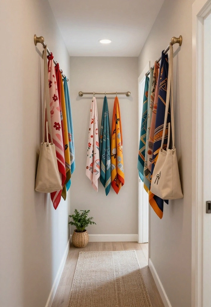12 Hallway Storage Ideas That Hide Clutter Beautifully 8. Tension Rods for Hanging Storage Solutions 0