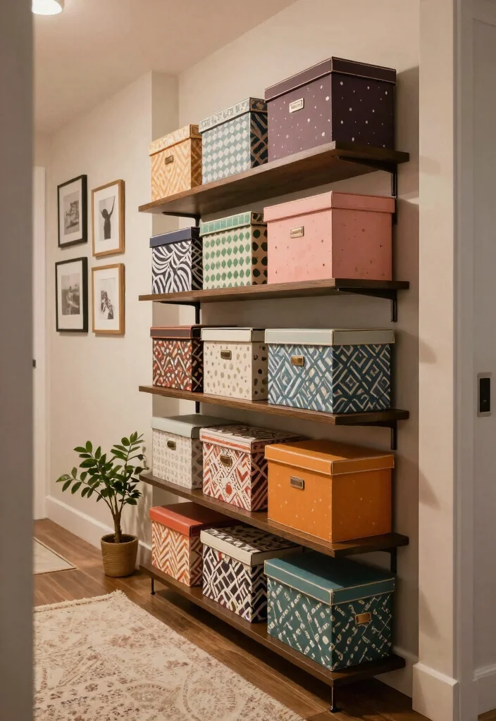 12 Hallway Storage Ideas That Hide Clutter Beautifully 9. Stylish Storage Boxes for Visual Appeal 0