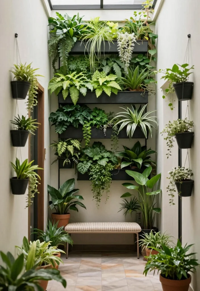 12 Hallway Wall Ideas for Art Mirrors and Storage 5. Vertical Garden or Plants 0