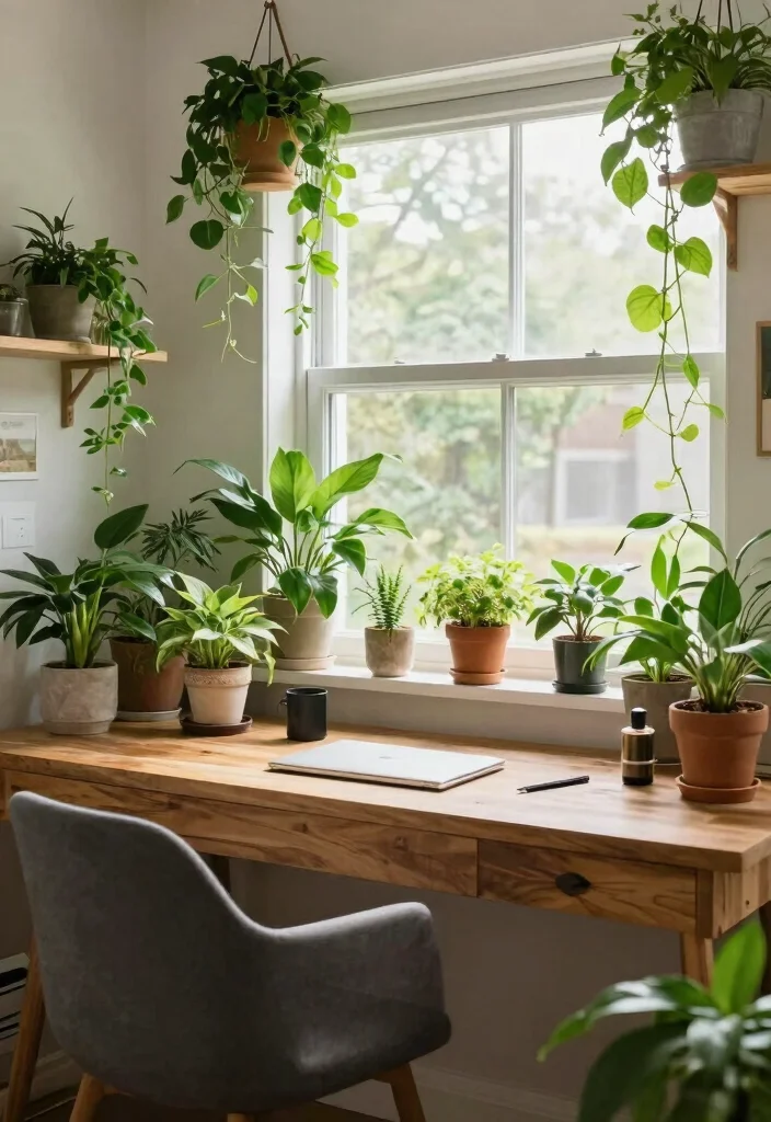 12 Home Desk Ideas for Flexible Daily Living 6. Nature Inspired Oasis 0