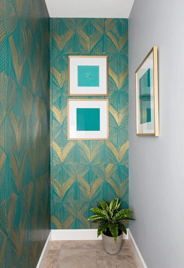 12 Long Narrow Hallway Ideas with Art and Warm Lighting 4. Colorful Accent Walls 0