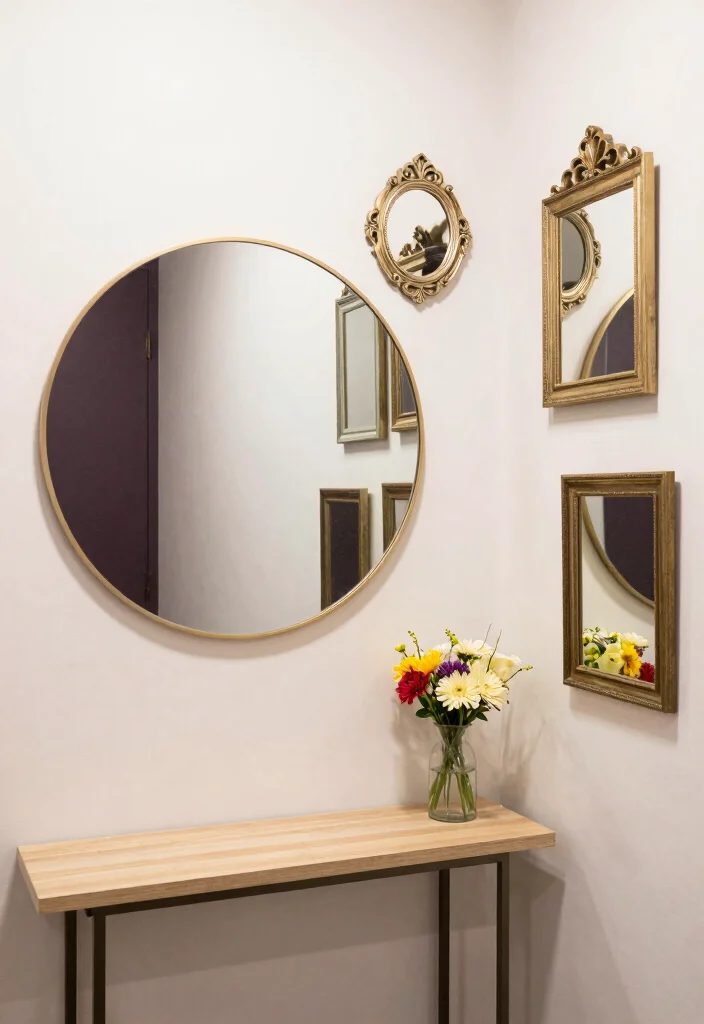 12 Long Narrow Hallway Ideas with Art and Warm Lighting 6. Mirrors for Depth 0