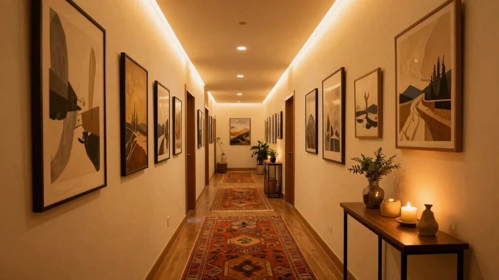 12 Long Narrow Hallway Ideas with Art and Warm Lighting
