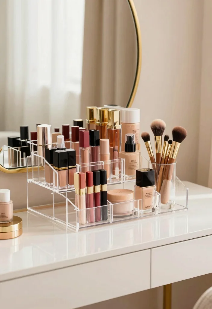 12 Makeup Desk Ideas for Soft Lighting and Daily Routines 3. Makeup Organizers Functional and Stylish 0
