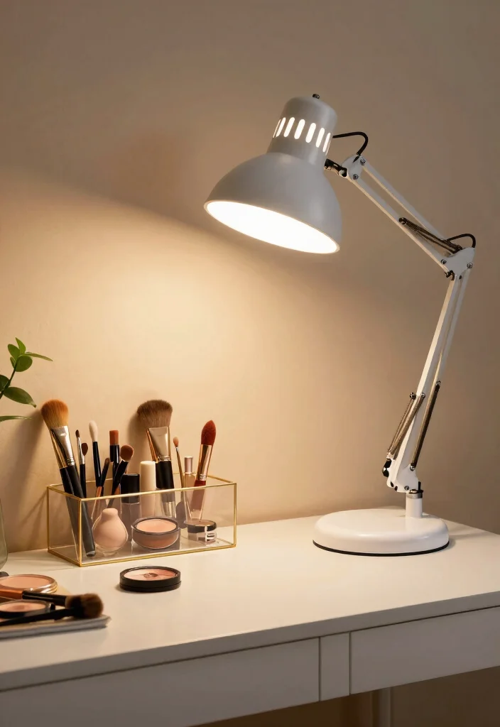 12 Makeup Desk Ideas for Soft Lighting and Daily Routines 5. Task Lighting for Focused Application 0