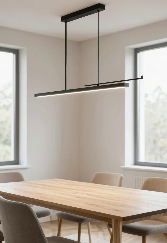 12 Modern Dining Room Ideas with Soft Minimal Vibes 3. Minimalist Lighting Fixtures 0