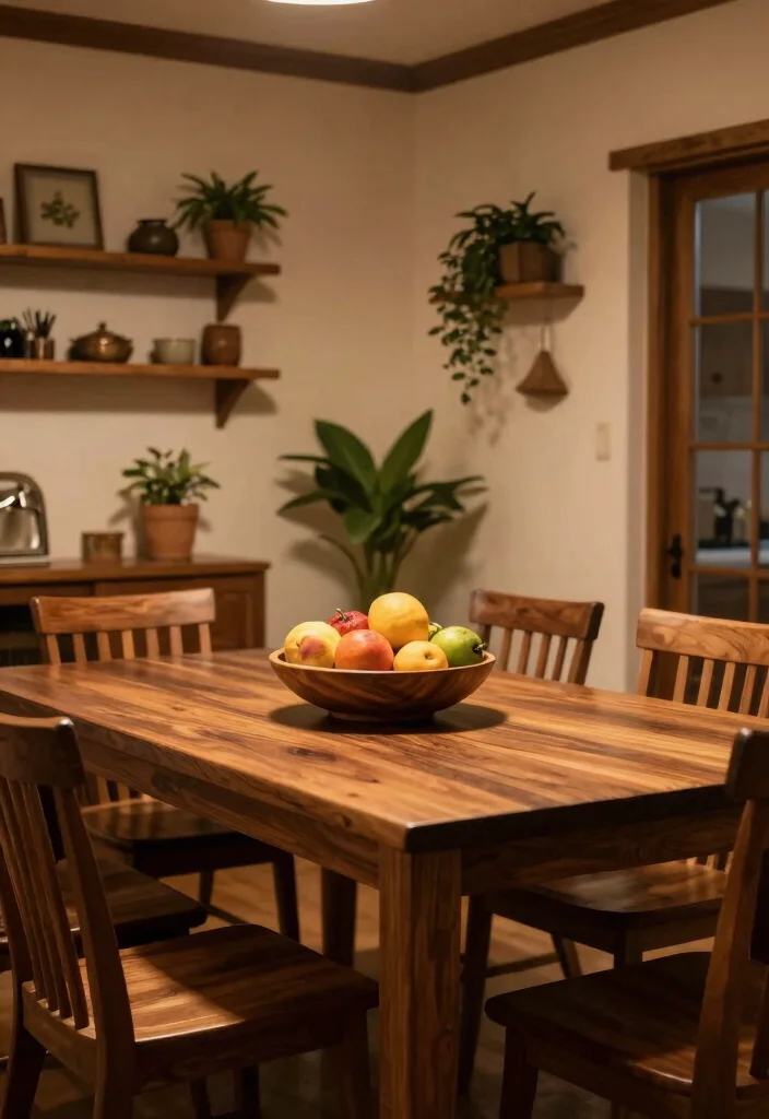 12 Moody Dining Room Ideas with Deep Cozy Tones 9. Warm Wood Accents 0