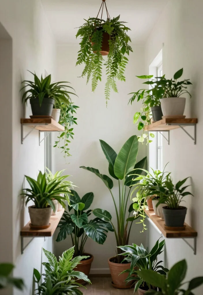12 Narrow Hallway Ideas Styled to Feel Calm and Open 9. Indoor Plants for Freshness 0