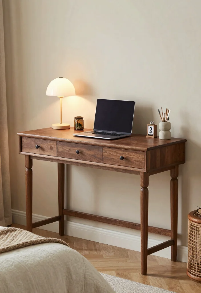 12 Room Desk Ideas That Blend Naturally with Bedroom Decor 10. Repurposed Furniture as a Desk 0