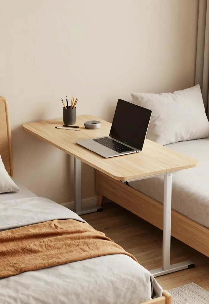 12 Room Desk Ideas That Blend Naturally with Bedroom Decor 7. Under bed Desk Solution 0