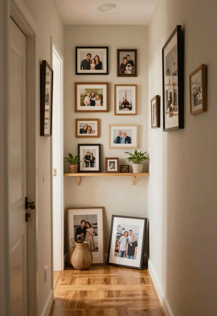 12 Small Narrow Hallway Ideas That Actually Work 12. Personal Touches with Decor 0