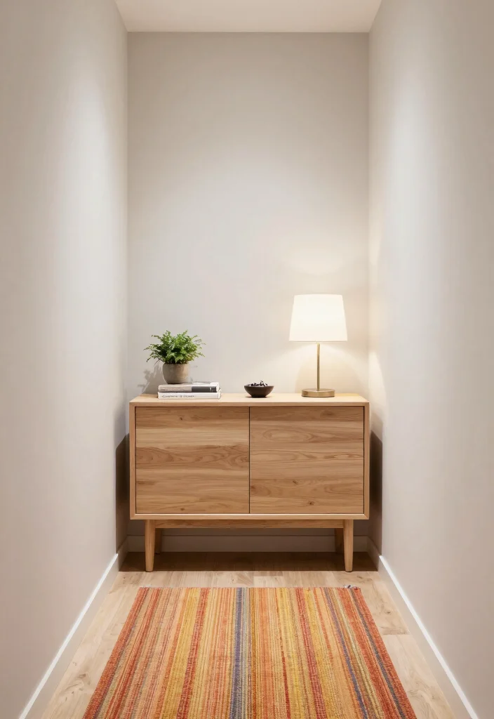 12 Small Narrow Hallway Ideas That Actually Work 3. Slim Console Tables for Functionality 0