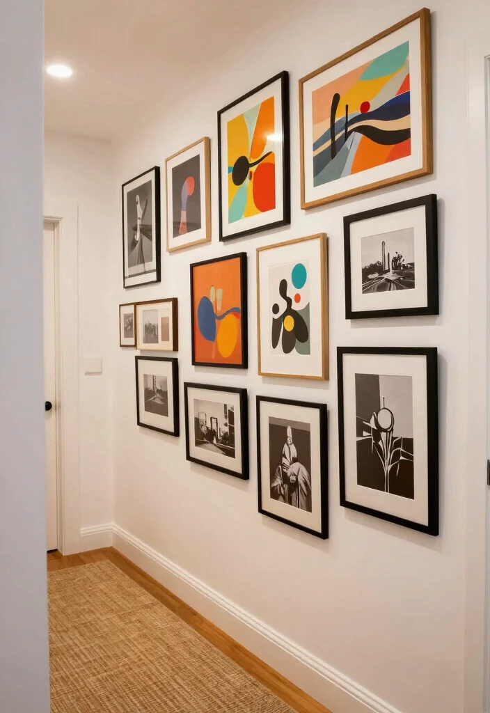 12 Small Narrow Hallway Ideas That Actually Work 4. Bold Wall Art for Character 0
