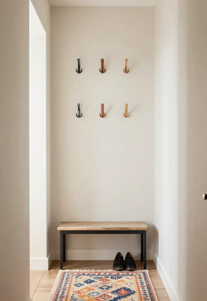 12 Small Narrow Hallway Ideas That Actually Work 5. Hooks and Racks for Easy Access 0