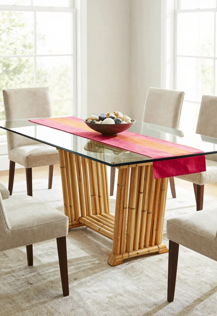 12 Sustainable Dining Room Table Ideas for Daily Use and Hosting 2. Glass Top with Sustainable Base 0