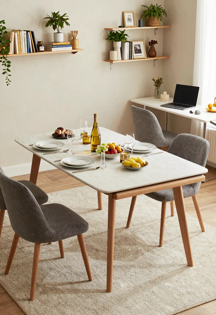 12 Sustainable Dining Room Table Ideas for Daily Use and Hosting 3. Multifunctional Table 0