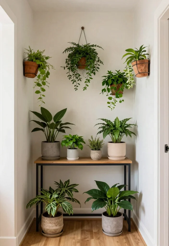 12 Tiny Hallway Ideas That Feel Intentional and Styled 11. Indoor Plants for Fresh Air 0