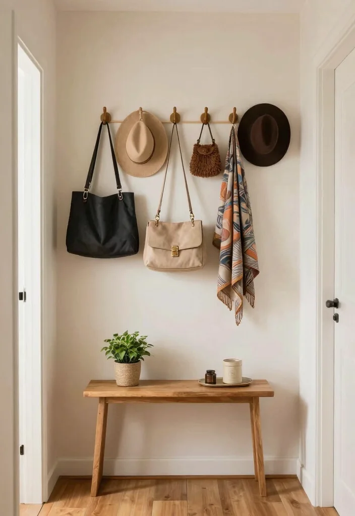 12 Tiny Hallway Ideas That Feel Intentional and Styled 7. Utilize Decorative Hooks 0