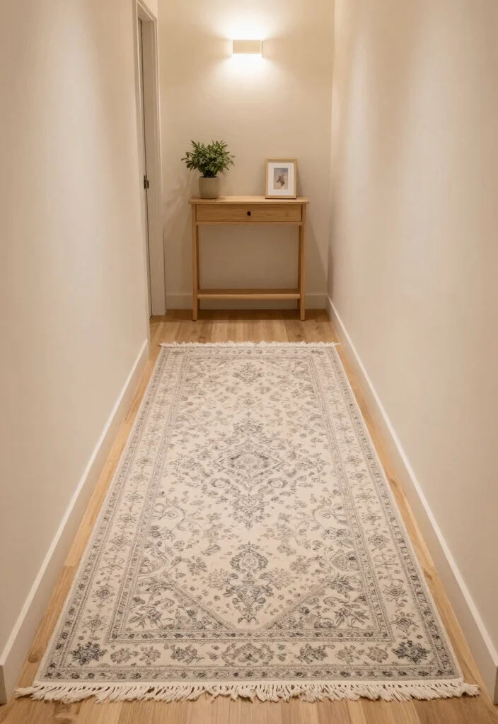12 Tiny Hallway Ideas That Feel Intentional and Styled 8. Add a Cozy Rug 0
