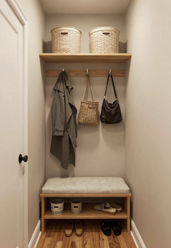 12 Tiny Hallway Ideas That Feel Intentional and Styled 9. Create a Functional Mudroom Nook 0