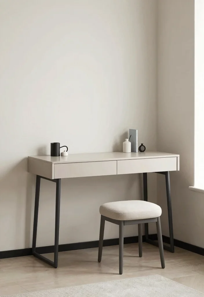 12 Vanity and Desk Combo Ideas for Small Bedrooms 11. Slimline Vanity and Desk Hybrid 0