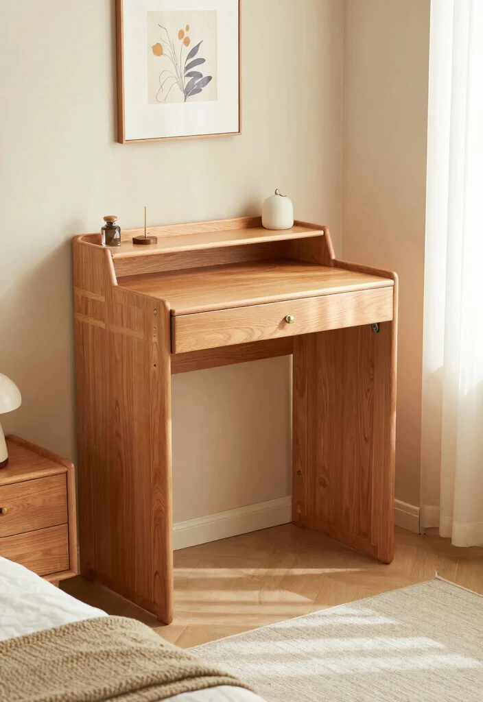 12 Vanity and Desk Combo Ideas for Small Bedrooms 3. Foldable Vanity Desk 0