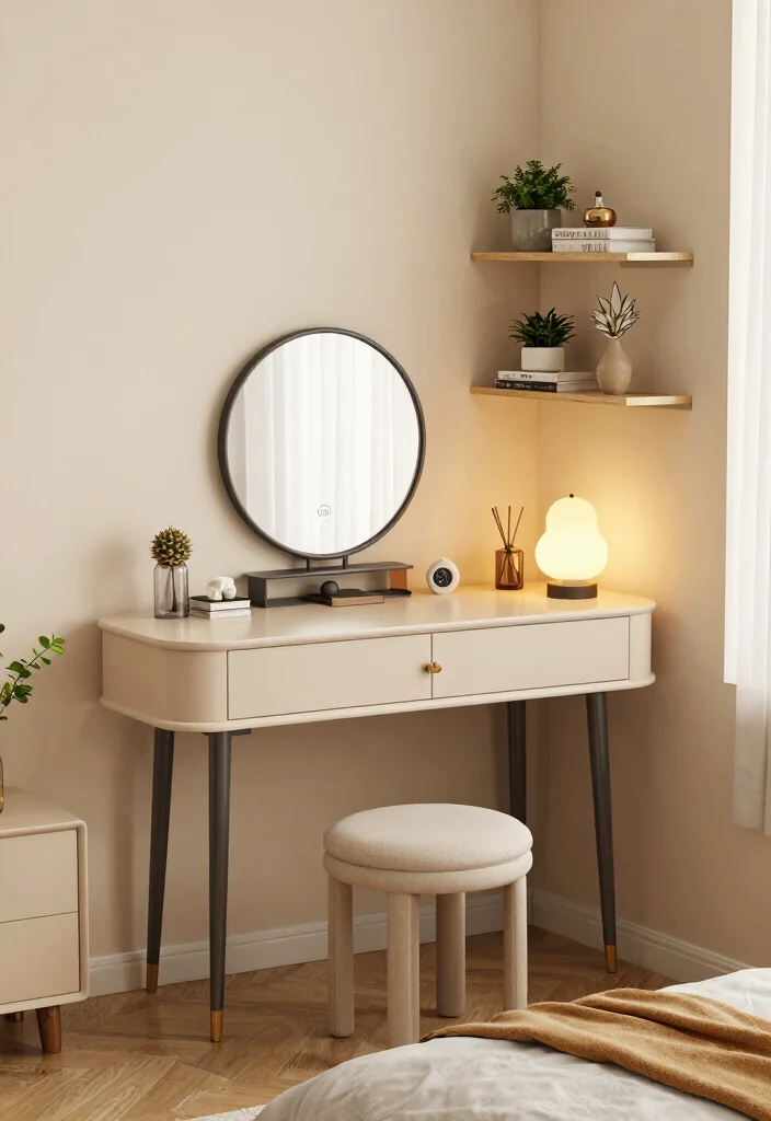 12 Vanity and Desk Combo Ideas for Small Bedrooms 5. Corner Vanity and Desk Combo 0