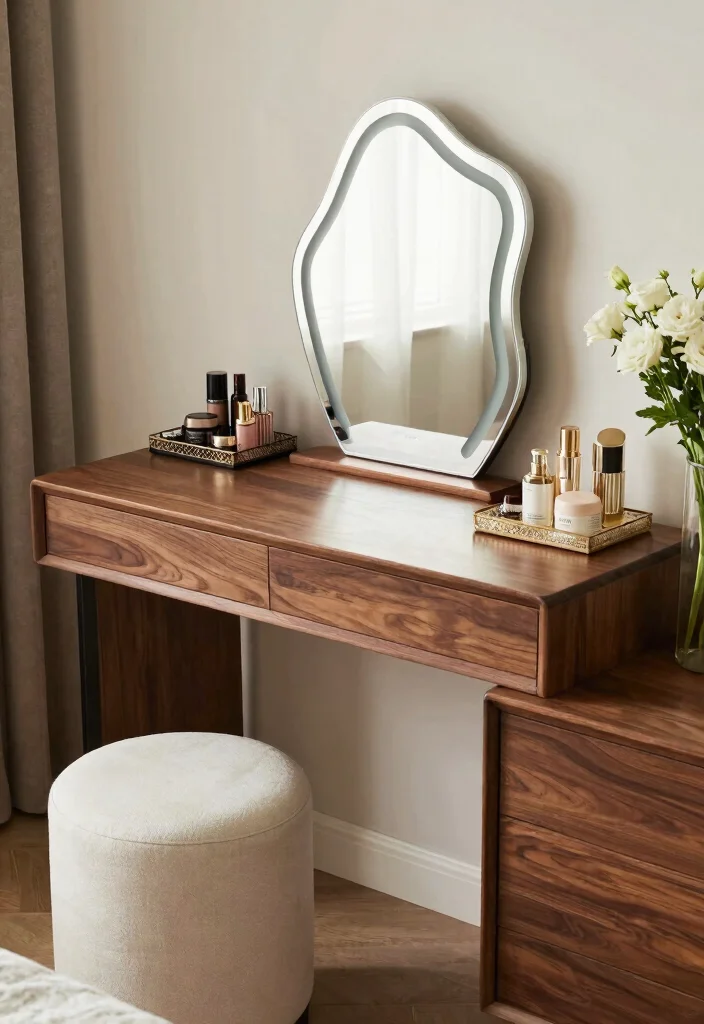 12 Vanity and Desk Combo Ideas for Small Bedrooms 6. Elegant Dresser Desk Setup 0