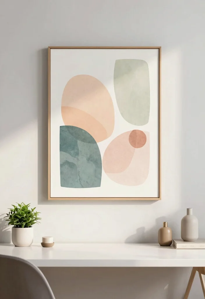 14 Aesthetic Desk Ideas for Calm Everyday Productivity 4. Calming Artwork 0