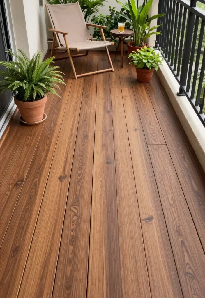 14 Balcony Flooring Ideas That Instantly Elevate Small Spaces 1. Recycled Composite Decking 0
