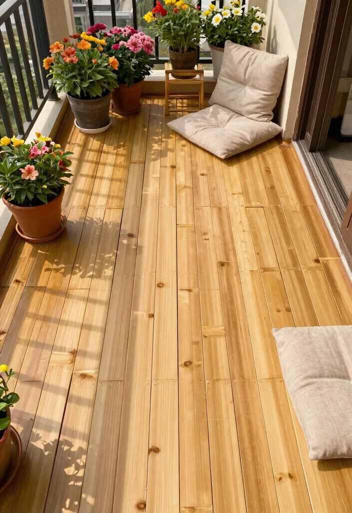 14 Balcony Flooring Ideas That Instantly Elevate Small Spaces 2. Bamboo Decking 0