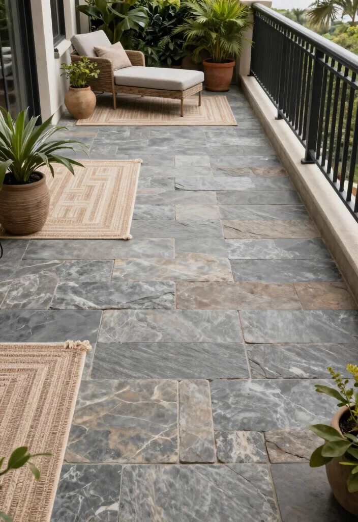 14 Balcony Flooring Ideas That Instantly Elevate Small Spaces 5. Natural Stone Pavers 0