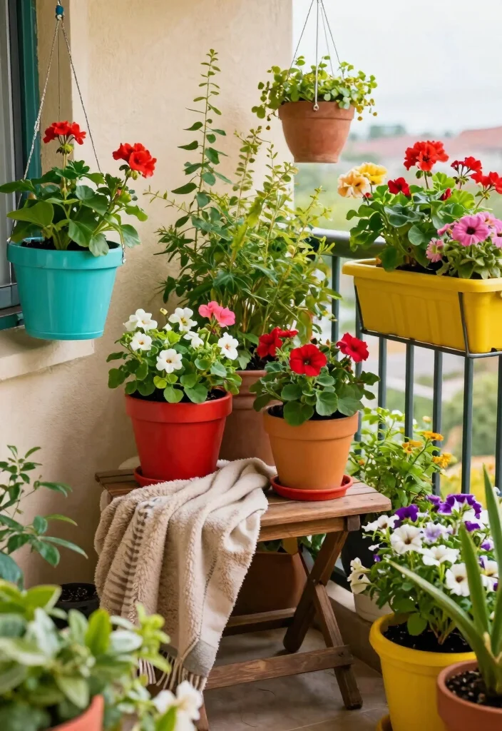 14 Balcony Ideas for Cozy Morning Coffee and Slow Evening Chill 1. Brighten Up with Colorful Planters 0