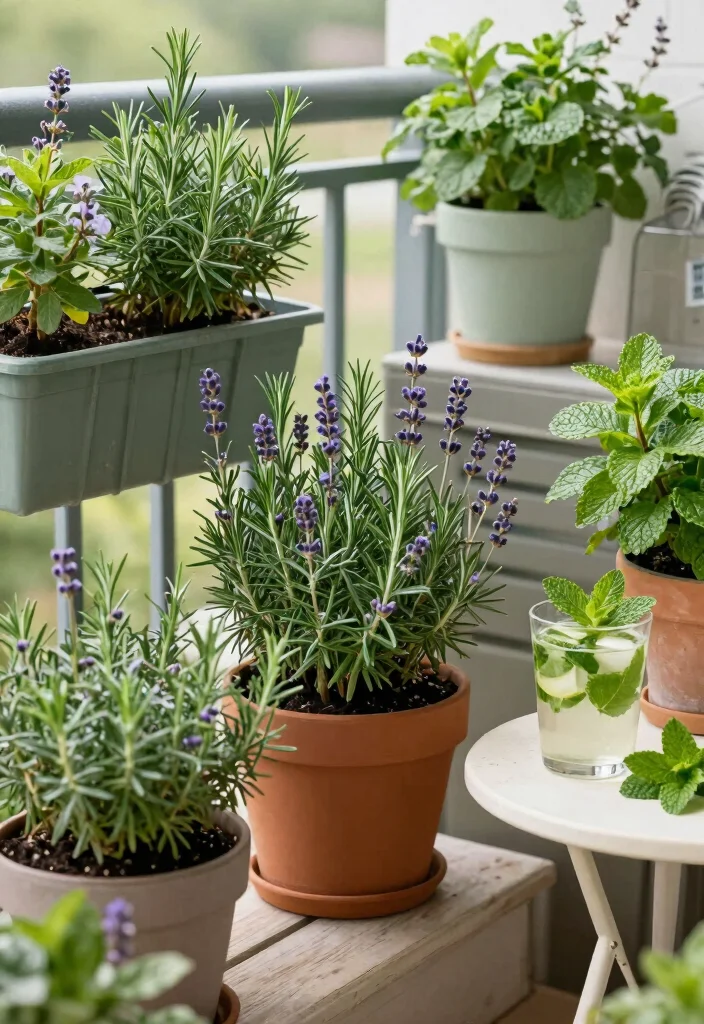 14 Balcony Ideas for Cozy Morning Coffee and Slow Evening Chill 13. Incorporate Aromatic Plants 0