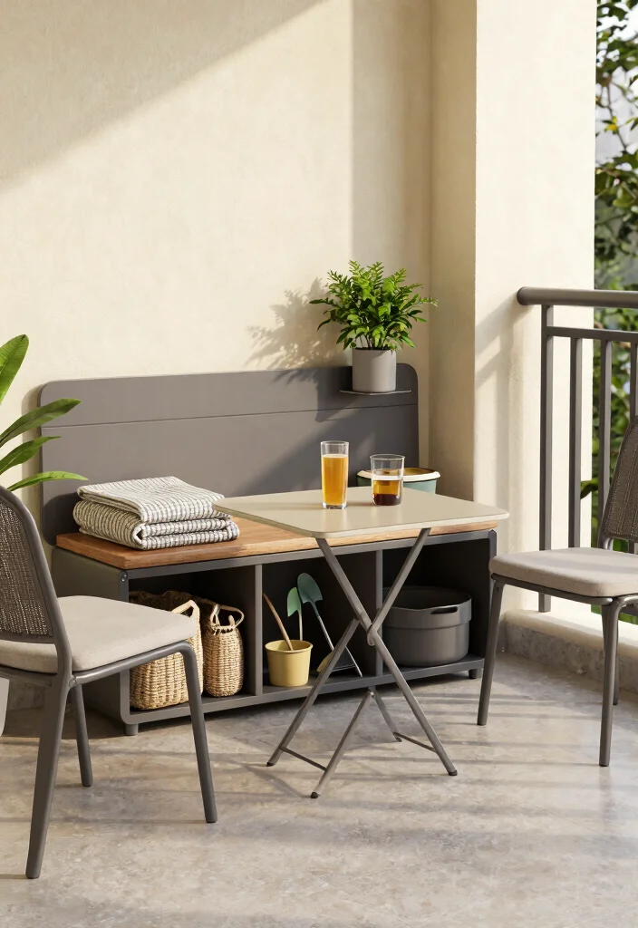 14 Balcony Ideas for Cozy Morning Coffee and Slow Evening Chill 5. Use Multi functional Furniture 0