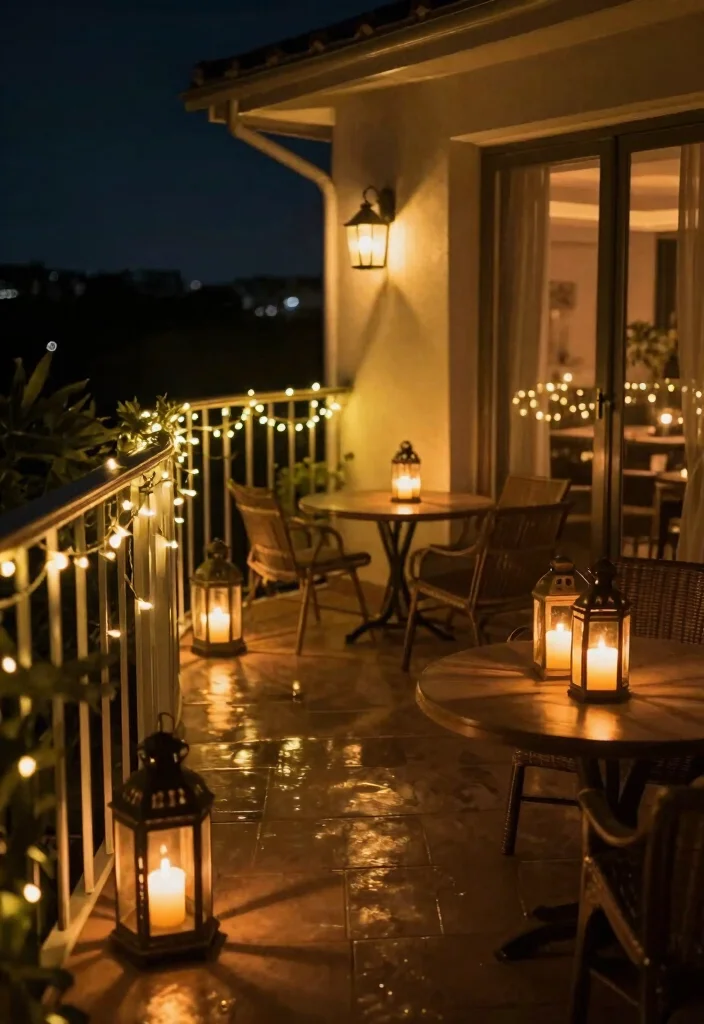 14 Closed Balcony Ideas for Year Round Cozy Living 12. Layered Lighting Effects 0