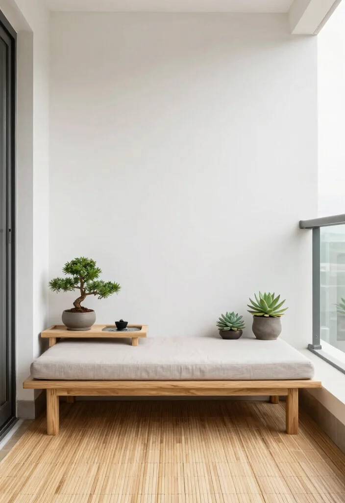 14 Closed Balcony Ideas for Year Round Cozy Living 3. Minimalist Zen Space 0