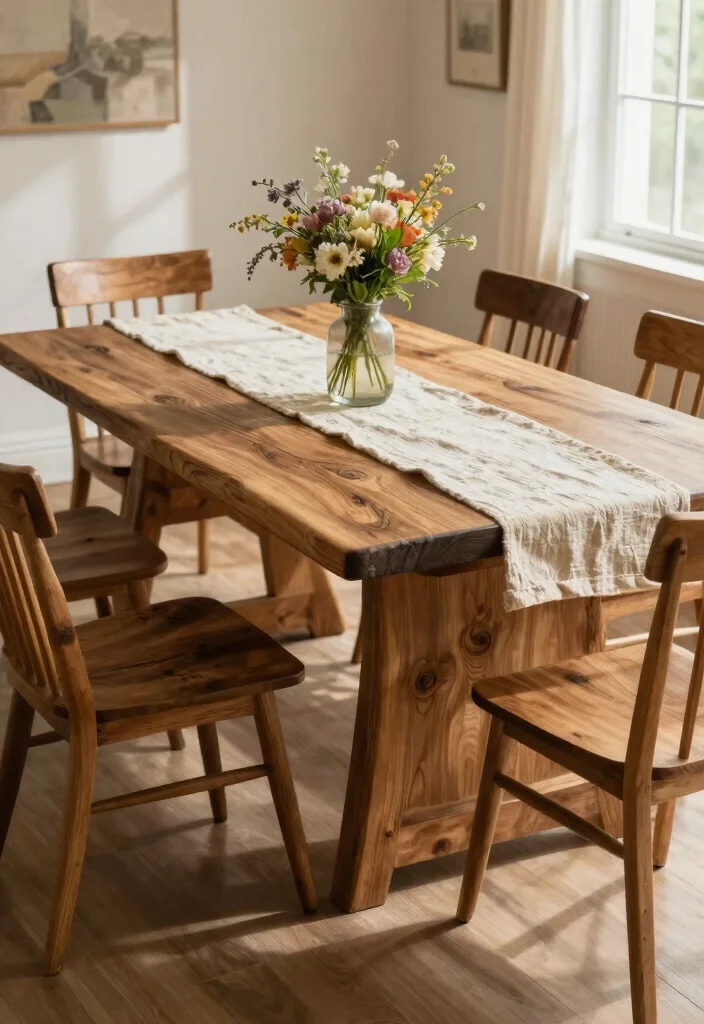 14 Dining Room Decor Ideas with Texture Warmth and Style 1. Reclaimed Wood Table 0