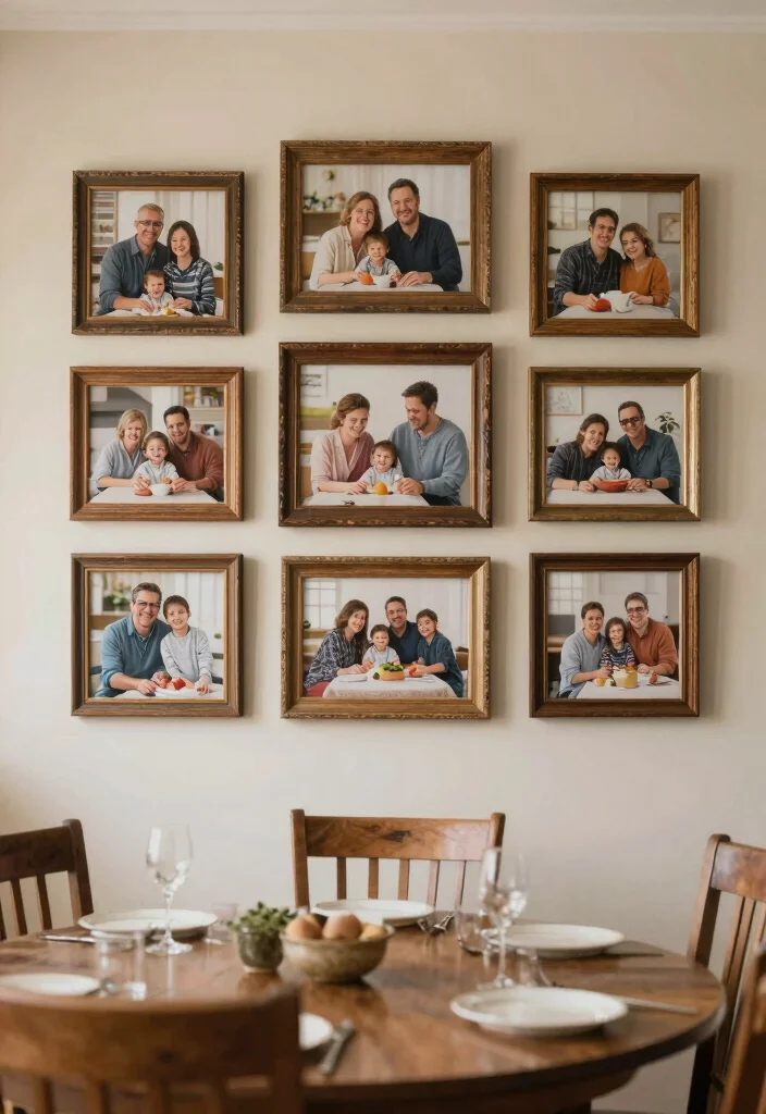 14 Dining Room Decor Ideas with Texture Warmth and Style 14. Family Memories Display 0