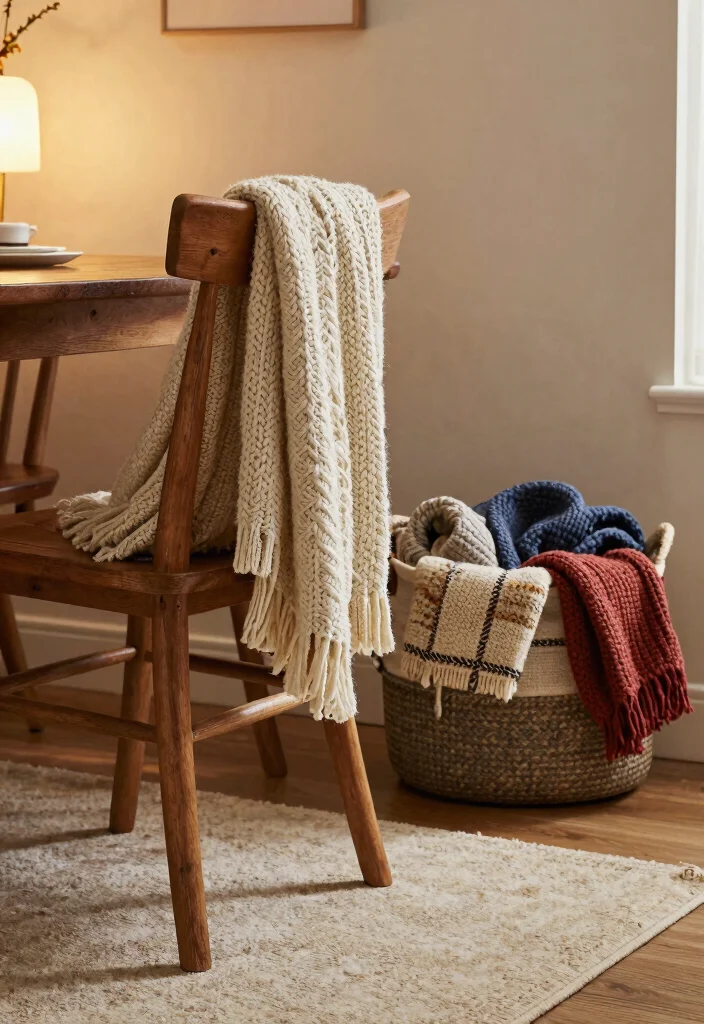 14 Dining Room Decor Ideas with Texture Warmth and Style 5. Cozy Throw Blankets 0