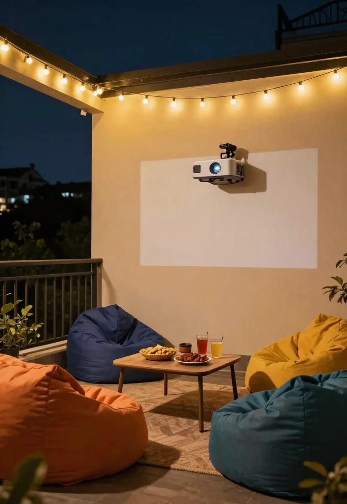 14 Enclosed Balcony Ideas That Feel Like an Extra Room 12. Movie Night Setup 0