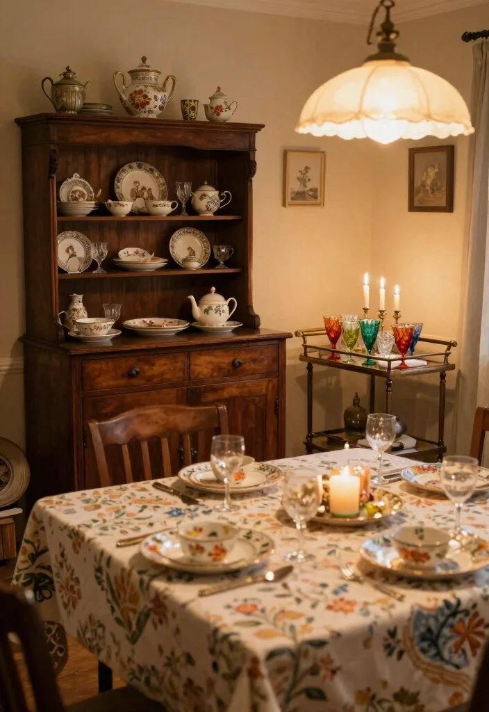 14 Formal Dining Room Ideas with Cozy Elegant Atmosphere 4. Cozy Vintage Accents 0