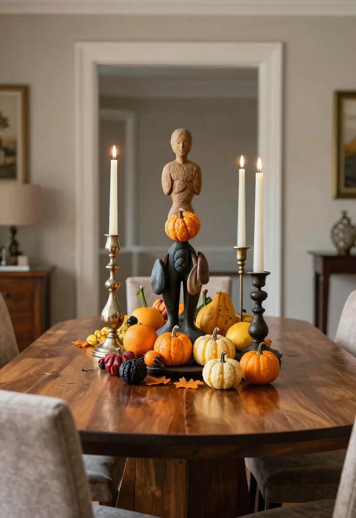 14 Formal Dining Room Ideas with Cozy Elegant Atmosphere 5. Artistic Centerpieces 0