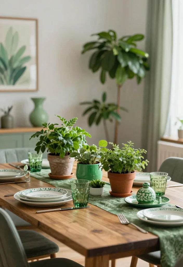 14 Large Dining Room Ideas for Relaxed Entertaining 13. Green Accents 0