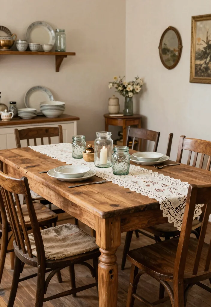 14 Large Dining Room Ideas for Relaxed Entertaining 4. Eco Chic Vintage Vibes 0