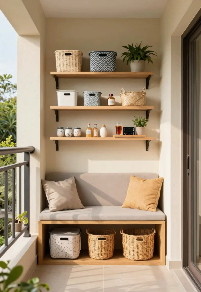 14 Open Balcony Ideas for Breezy Everyday Living 14. Functional Storage Solutions 0